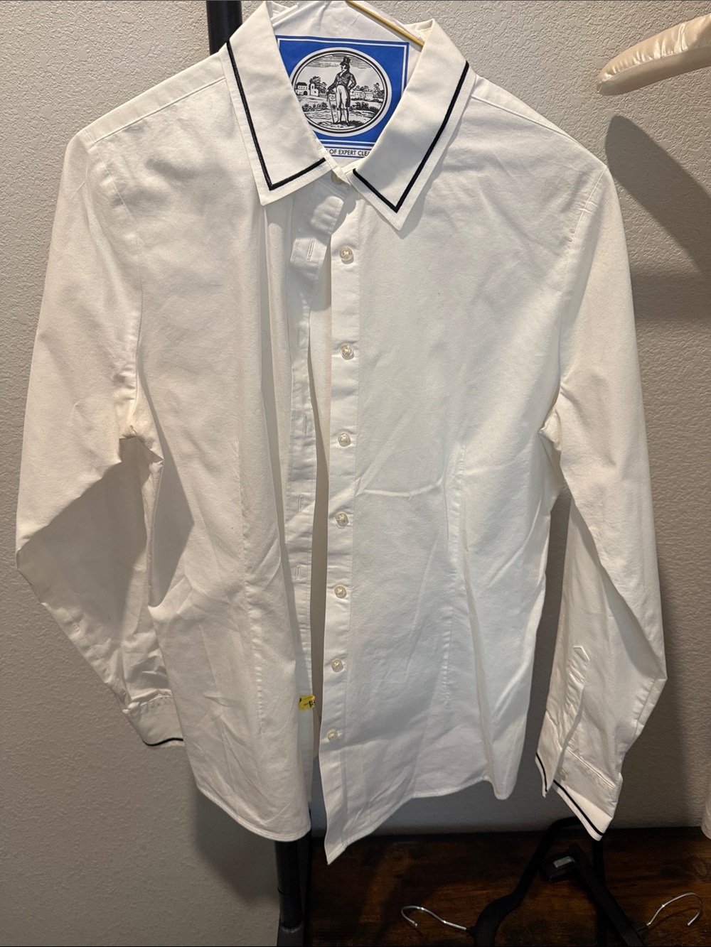 Brooks Brothers White Button-Down Shirt with Black Collar Trim